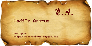 Maár Ambrus névjegykártya